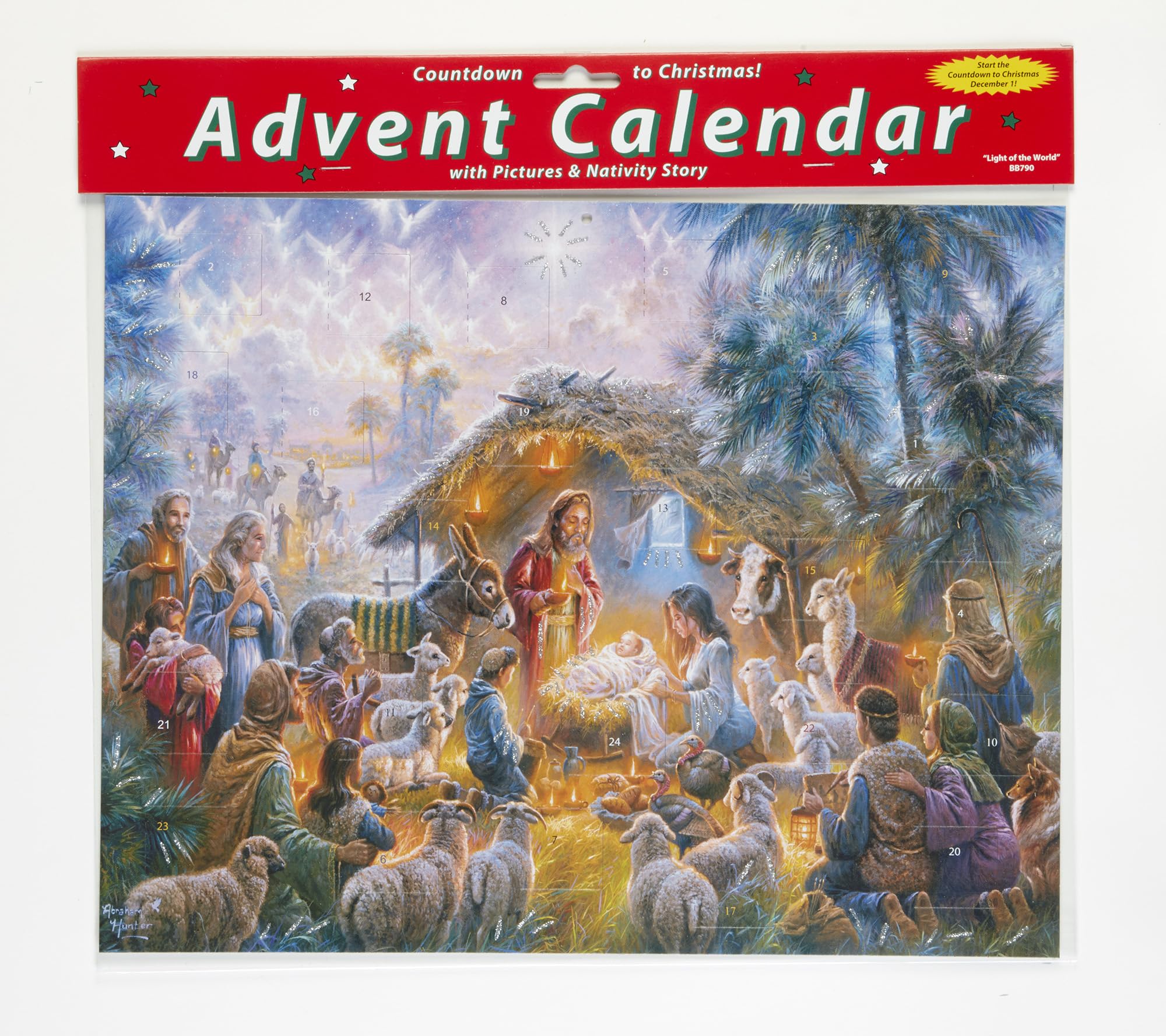 Light of the World Advent Calendar (Countdown to Christmas) with Nativity Story by Vermont Christmas Company